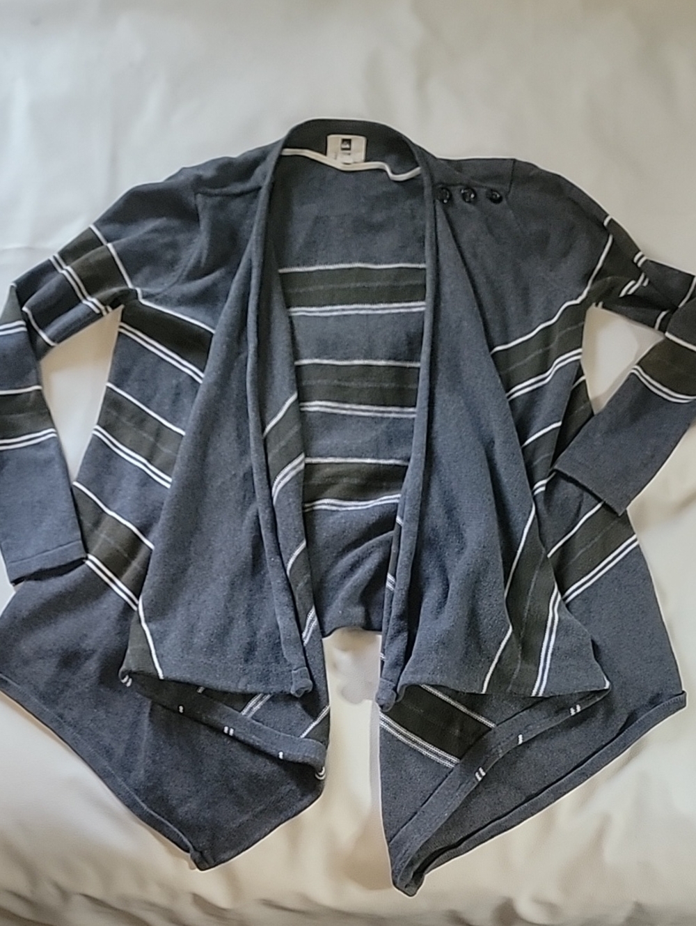 Quiksilver QSW Waterfall Cardigan Striped Open Front Sweater Gray XS/S